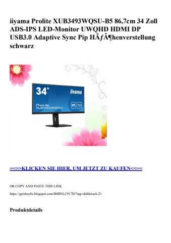 3002 iiyama prolite xub3493wqsu-b5 86 7cm 34 zoll ads-ips led-monitor uwqhd hdmi dp usb3