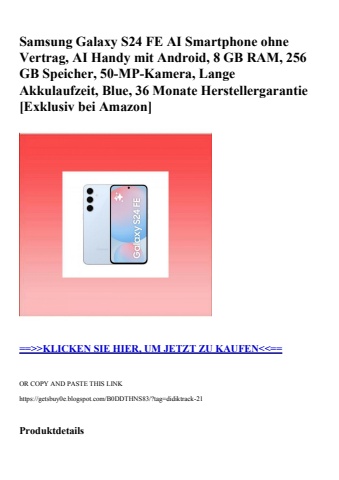 8763 samsung galaxy s24 fe ai smartphone ohne vertrag  ai handy mit android  8 gb ram  256 gb speicher