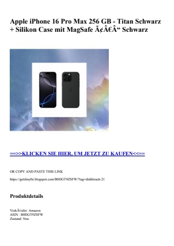 8752 apple iphone 16 pro max 256 gb - titan schwarz   silikon case mit magsafe ã¢â€â“ schwarz