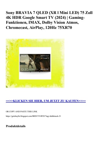 3917 sony bravia 7 qled  xr l mini led  75 zoll 4k hdr google smart tv  2024    gaming-funktionen  imax
