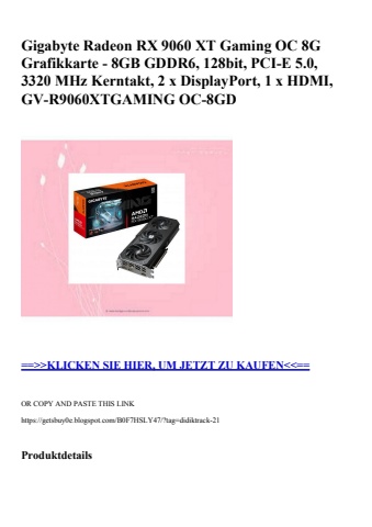 1572 gigabyte radeon rx 9060 xt gaming oc 8g grafikkarte - 8gb gddr6  128bit  pci-e 5