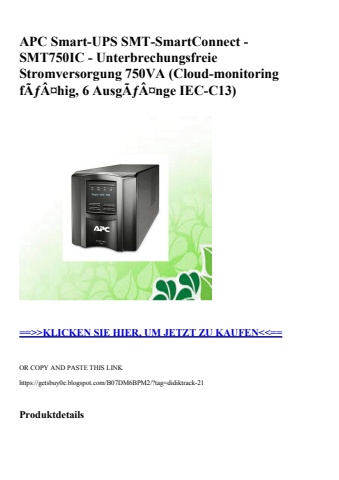 6186 apc smart-ups smt-smartconnect - smt750ic - unterbrechungsfreie stromversorgung 750va  cloud-monito