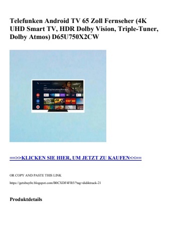 5338 telefunken android tv 65 zoll fernseher  4k uhd smart tv  hdr dolby vision  triple-tuner  dolby atm