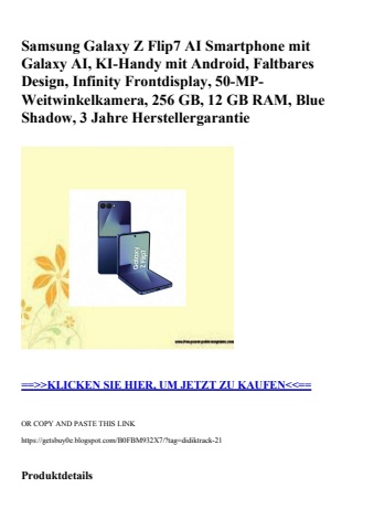 1823 samsung galaxy z flip7 ai smartphone mit galaxy ai  ki-handy mit android  faltbares design  infinit