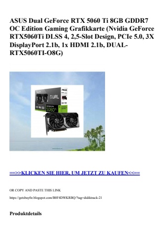 8449 asus dual geforce rtx 5060 ti 8gb gddr7 oc edition gaming grafikkarte  nvidia geforce rtx5060ti dls