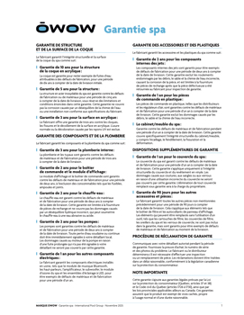 OWOW Spas • Garantie Consommateurs
