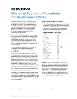 OWOW Hot tub • Warranty and procedures for replacement parts