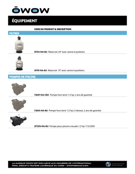 OWOW Feuilles de vente • Équipement