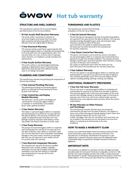 OWOW Hot tubs • Warranty Consumers