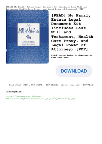 [read] my family estate legal document kit (includes last will and testament  health care proxy  and