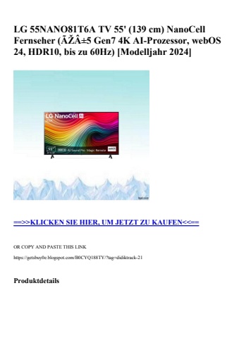 6954 lg 55nano81t6a tv 55'  139 cm  nanocell fernseher  ãžâ±5 gen7 4k ai-prozessor  webos 24  hdr10  bis