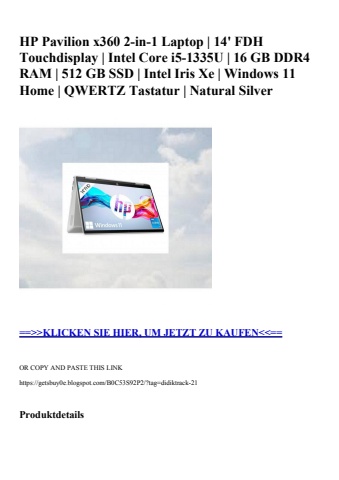 3892 hp pavilion x360 2-in-1 laptop   14' fdh touchdisplay   intel core i5-1335u   16 gb ddr4 ram   512