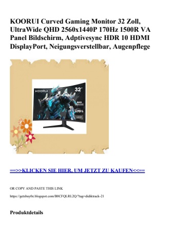 3884 koorui curved gaming monitor 32 zoll  ultrawide qhd 2560x1440p 170hz 1500r va panel bildschirm  adp