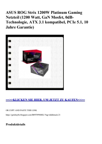 3571 asus rog strix 1200w platinum gaming netzteil  1200 watt  gan mosfet  0db-technologie  atx 3