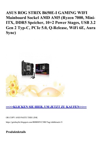 9005 asus rog strix b650e-i gaming wifi mainboard sockel amd am5  ryzen 7000  mini-itx  ddr5 speicher  1