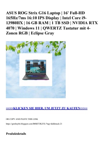 9105 asus rog strix g16 laptop   16' full-hd 165hz 7ms 16 10 ips display   intel core i9-13980hx   16 gb