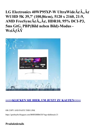 1462 lg electronics 40wp95xp-w ultrawideã¢â„â¢ wuhd 5k 39 7'  100 86cm   5120 x 2160  21 9  amd freesync