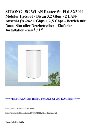 5354 strong - 5g wlan router wi-fi 6 ax3000 - mobiler hotspot - bis zu 3 2 gbps - 2 lan-anschlãƒâ¼sse 1
