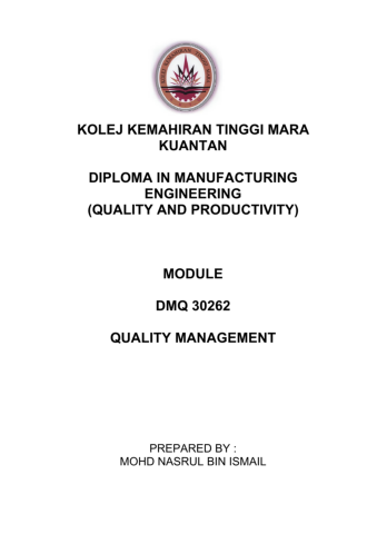 DMQ30262 MODULE QUALITY MANAGEMENT JUNE 2021