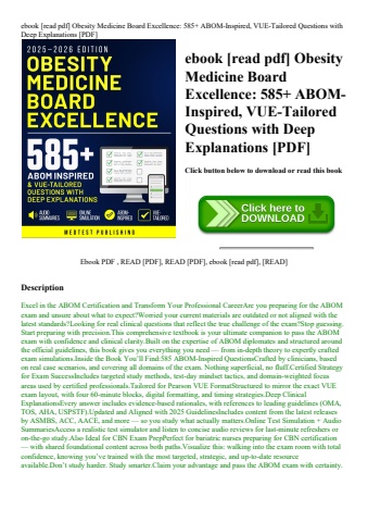 ebook [read pdf] obesity medicine board excellence 585+ abom-inspired  vue-tailored questions with d