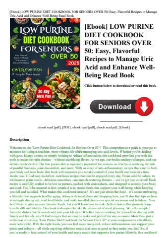 [ebook] low purine diet cookbook for seniors over 50 easy  flavorful recipes to manage uric acid and