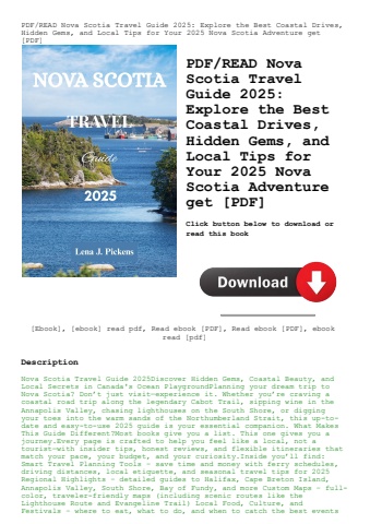 pdfread nova scotia travel guide 2025 explore the best coastal drives  hidden gems  and local tips f