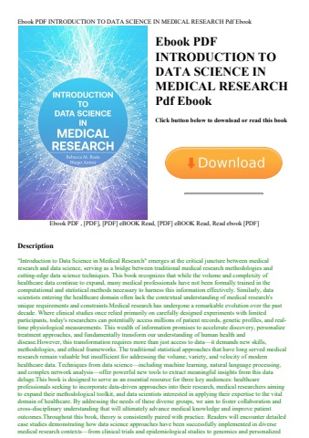 ebook pdf  introduction to data science in medical research pdf ebook