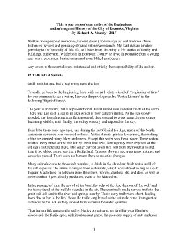 A Narrative of the History of Roanoke Virginia