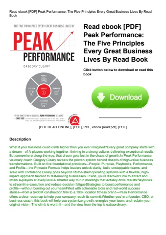 read ebook [pdf] peak performance the five principles every great business lives by read book