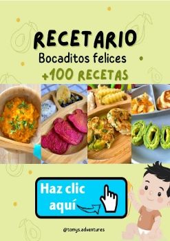 100 recetas para niños de 6 meses a 24 meses BLW Pdf Gratis Recetario Bocaditos Felices (by Tomy’s Adventures)