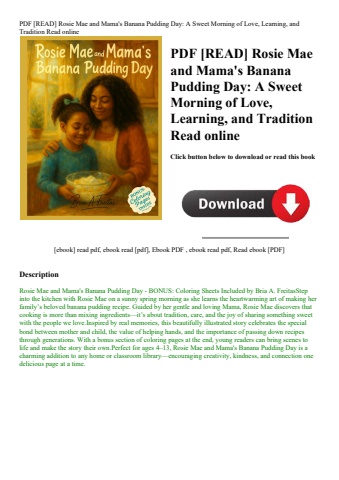 pdf [read] rosie mae and mama's banana pudding day a sweet morning of love  learning  and tradition
