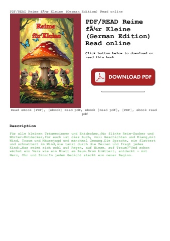 pdfread reime fãƒâ¼r kleine (german edition) read online