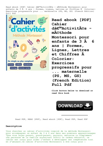 read ebook [pdf] cahier dã¢â€â™activitãƒâ©s - mãƒâ©thode montessori pour enfants de 3 ãƒâ  6 ans  fo