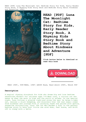 read [pdf] luna the moonlight cat bedtime story for kids  early reader story book  a rhyming kids st