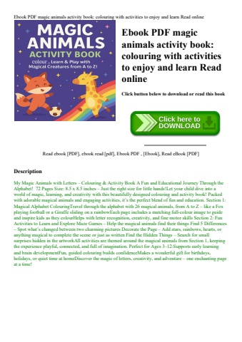 ebook pdf  magic animals activity book colouring with activities to enjoy and learn read online