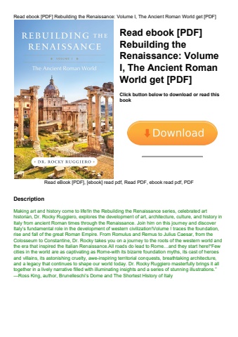 read ebook [pdf] rebuilding the renaissance volume i  the ancient roman world get [pdf]