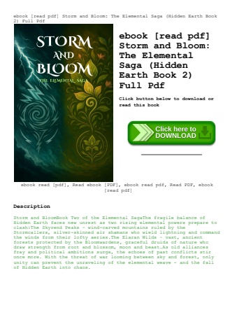 ebook [read pdf] storm and bloom the elemental saga (hidden earth book 2) full pdf