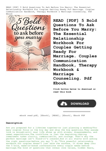 read [pdf] 5 bold questions to ask before you marry the essential relationship workbook for couples