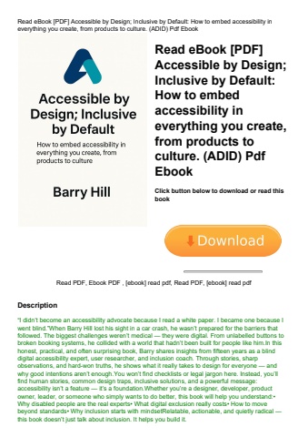 read ebook [pdf] accessible by design; inclusive by default how to embed accessibility in everything