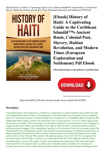 [ebook] history of haiti a captivating guide to the caribbean islandã¢â€â™s ancient roots  colonial