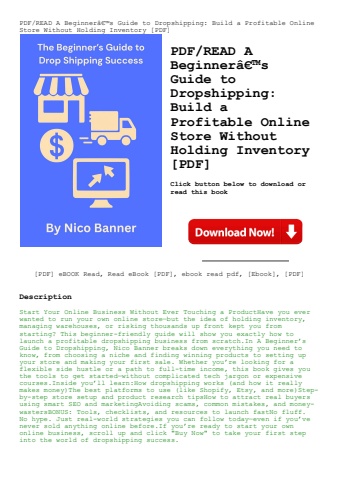 pdfread a beginnerã¢â€â™s guide to dropshipping build a profitable online store without holding inve