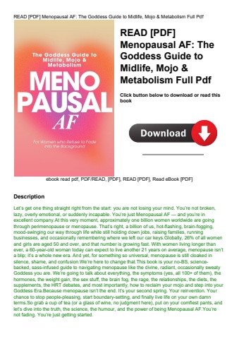 read [pdf] menopausal af the goddess guide to midlife  mojo & metabolism full pdf