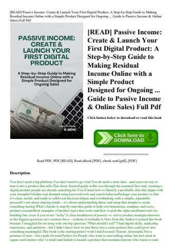 [read] passive income create & launch your first digital product a step-by-step guide to making resi