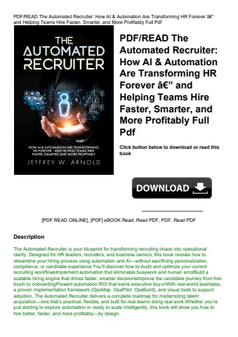 pdfread the automated recruiter how ai & automation are transforming hr forever ã¢â€â” and helping t