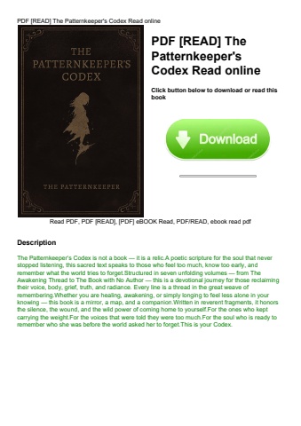 pdf [read] the patternkeeper's codex read online