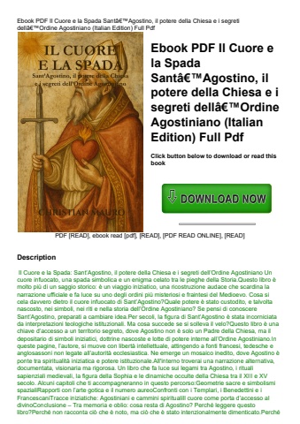 ebook pdf  il cuore e la spada santã¢â€â™agostino  il potere della chiesa e i segreti dellã¢â€â™ordi