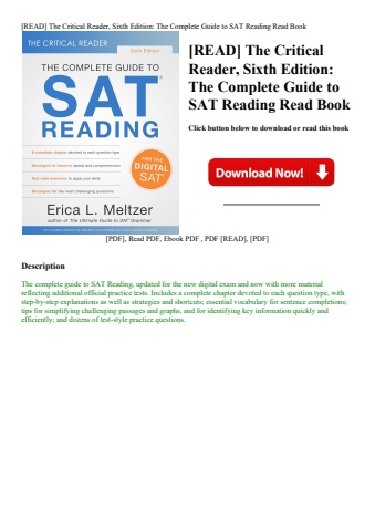 [read] the critical reader  sixth edition the complete guide to sat reading read book