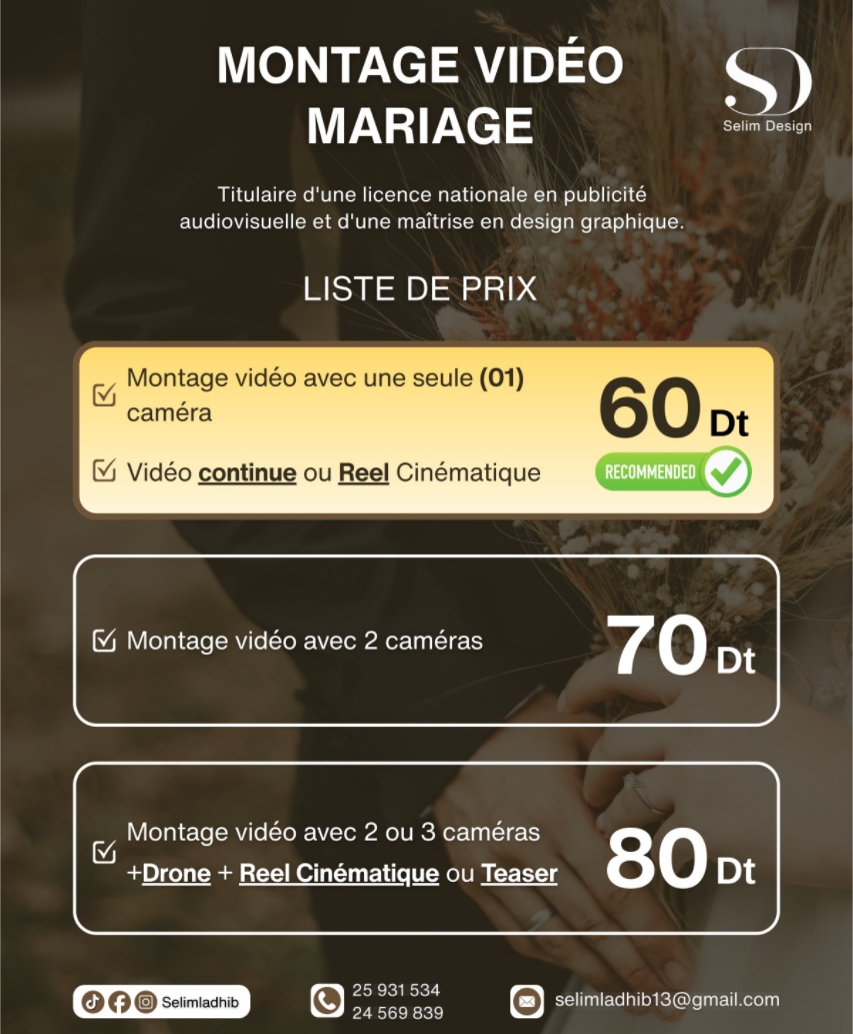 brown and white elegant wedding package price list instagram post