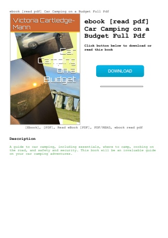 ebook [read pdf] car camping on a budget full pdf