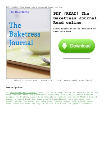pdf [read] the baketress journal read online